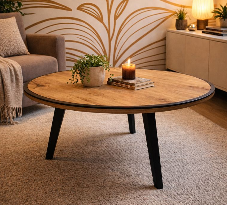 Table ronde artisanale en érable noble avec résine époxy noire transparente | Bourbon Table ronde artisanale en érable noble avec résine époxy noire transparente | Bourbon
